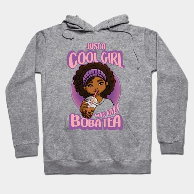 Kawaii Black Girl Anime Boba Tea Hoodie by Irene Koh Studio